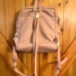 Bebe Danielle Quilted Blush Backpack Square Gold Zippers Purse. Photo 1