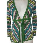 Missoni  90s Multicolor Funky Wavy Knitted Front Tie Cardigan Sweater Size 6 Photo 0