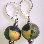 Elegant Green and Yellow Clay Beaded Boho Earrings Photo 0