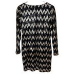 Piperlime Collection NEW sequin long sleeve mini formal dress zip zag gold black Black Photo 5