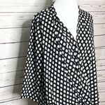 White House | Black Market WHBM Black & White Polka Dot Twist Front Wrap Blouse Top Size 4 Small Photo 2