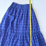 Jennifer Grace Jennifer & Grace Blue Eyelet Tiered Maxi Skirt L NWT Cotton Smocked Waist Boho w/ Pockets Photo 6