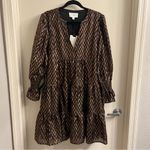 NWT Pomander Place Metallic Ikat Kenzo Dress XXL Black Photo 3