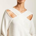 New Lanston Cutout Cross Front Pullover Lightweight Sweatshirt Off White Size XS Photo 2