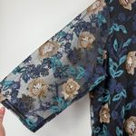 Catherines Top Womens 2X Black Multi Embroidered Floral Sheer 3/4 Sleeve Blouse Photo 3