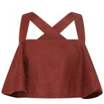 NWT Aje Vista Cropped Linen Halter Top Red Size 6 Photo 0
