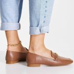 ASOS Faux Leather Tan Brown Chain Loafers Size 8 Photo 3