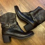 Nine West  R-Span Booties Women’s 8.5 Dark Brown 3 in. Heel Leather Buckle strap Photo 1