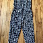 Ella Moss Anthropologie  EUC Womens Black Sleeveless Chevron Print Jumpsuit Small Photo 6