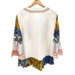 John Mark  Embroidered Floral Peasant Blouse Patchwork Bohemian‎ Bell Sleeve Top Photo 3