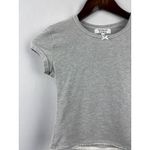 frankie's bikinis Women’s Frankie’s Bikinis Medium Light Grey Short Sleeve Crop Top w/ White Lace Photo 1