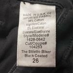 Current/Elliott  The Stiletto Biker Zipper‎ Black Coated Cropped Jeans Size 26 Photo 16