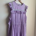J.Crew Tiered Ruffle Dress in Stripe (Sz XL) Lilac Purple Cotton Sleeveless Bib Photo 1