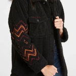 Driftwood  Sheeba Sherpa Jacket In Black Aztec Embroidery Size Medium NWT Photo 0