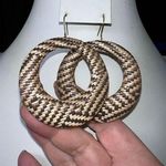 MCM Vintage  Raffia Weaved Hoop Dangle Earrings Photo 0