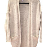 Alya Speckled Knit Open Front Cardigan Sweater Women's Size S Cream Textured Photo 0