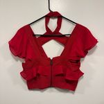 Nasty Gal top! Red crop top! Dress casual cold shoulder halter top size small! Photo 3