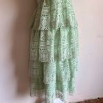 Gianni Bini Light Green Tiered Lace V Neck Midi Dress Photo 4