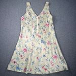 Intimate Essentials Vintage 90's Satin Slip Gown Women's Medium Yellow Floral Photo 0