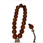 Vintage Moroccan Resin Amber Prayer Beads Necklace – Brown Green Striped Photo 2