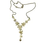 Avon Green Yellow Flower Necklace & Earrings Set Enamel Crystal Bead Vintage Photo 5