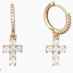 Periwinkle by Barlow Cross Cuff Cubic Zirconia Gold Plated Earrings NWT Photo 1