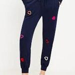Lou & grey [LOFT]  Navy Blue Embroidered Heart Print Jogger Sweatpants Sz Small S Photo 1