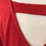 Wonderland by Orange Brick Red Orange Rib Knit Long Sleeve Dress Keyhole Back Photo 4