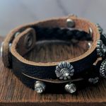 Chunky Statement Bracelet Western Theme Black, Silver Tone, Blue Photo 3