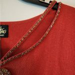 Bob Mackie  Wearable Art Women’s L Sweater Red Sequins Beaded Cut Out Neckline Photo 6