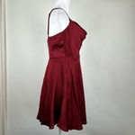Lulus  Fanciful Flirt Burgundy Satin Cowl Neck Skater Mini Dress Size Small Photo 8