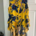 Kate & Mallory  floral yellow high low ruffle hem tunic top S Photo 0