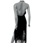 Vintage 80s Climax for David Howard Karen Okada Black Halter Fringe Gown 16 EUC Size undefined Photo 1