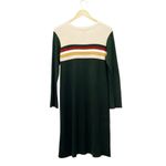 Roolee  Green Knit Sweater Dress Size Medium Long Sleeve Rugby Stripe Fall Casual Photo 1
