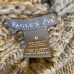 Sweater Acrylic Wool Alpaca Knit Womens Medium Mock Neck Eagles Eye Vintage Tan Photo 3