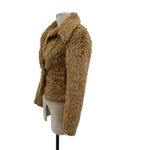 Betsey Johnson  Vintage 1990's Teddy Crop Faux Fur Jacket Tan Brown‎ Size 2 Photo 6