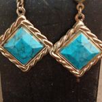 Faux turquoise silver tone dangling earrings Blue Photo 1