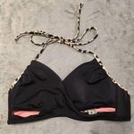 PINK - Victoria's Secret Victoria's Secret PINK SWIM Size M Leopard Black Halter Bikini Top Photo 0