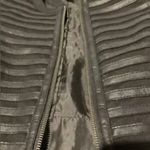 Bagatelle  Black Leather Striped Full Zip With Peplum Waist Jacket Women’s Sz. M Photo 9