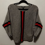 Say What? Say What? Gray Sweater with Red and blue Accents Sz medium Photo 0