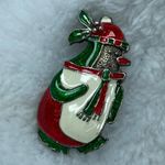 Christmas Holiday Penguin Jewelry Pin Brooch Silver Green Red White Colorful Photo 8