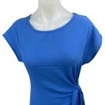 See You Monday Blue Short Sleeve Tie Waist Round Neck A Line Midi Dress Size S Photo 2