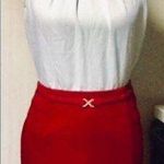 Red Pencil Skirt, Diamond Charm Belt, M Size M Photo 1