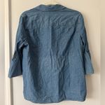Draper James  Blue Denim Button-Down Shirt with ruffled sleeves Photo 1