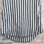 Beach Lunch Lounge Shirt Women Small Gray White Striped Hi Lo Fringe Hem Blouse Photo 2