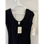 J. Jill Slip Dress Black Short Sleeves Stretch 2000’s Midi Length Scoop Neck NWT Size XS Photo 2