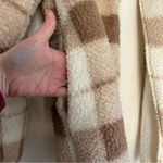 Weatherproof Beige Plaid Ivory Reversible Sherpa Hooded Cardigan S/M Photo 12