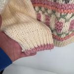 Vintage Rafferty Knitted by Hand Granny Sweater Womens L Cream Pink Romantic Size L Photo 3