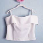 Eliza J  White Off Shoulder Scuba Cropped Top Photo 0