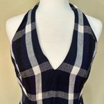 Anthropologie  Eva Franco Linen Navy Plaid Halter Dress Photo 2